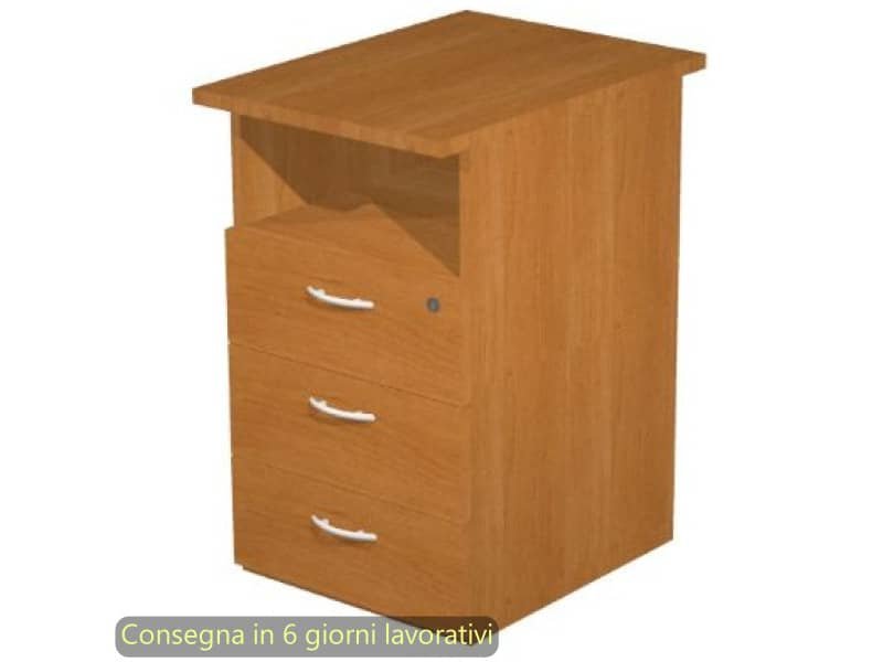 Cassettiera alta 1 vano + 3 cassetti con serratura 43x60xH.72 cm smontata Presto Artexport noce chiaro – 60025/4