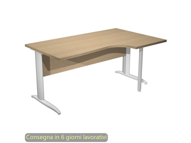 Scrivania penisola destra piano rovere 160×60/80/100xH.72 cm gamba ad L metallo grigio Presto Compact – 008K211/C/AA