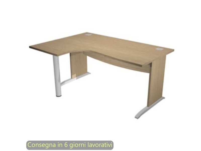 Scrivania penisola sinistra piano rovere 180×120/80/60xH.73 cm gamba ad L in melaminico Compact Flex – JPL/CP18SX/C