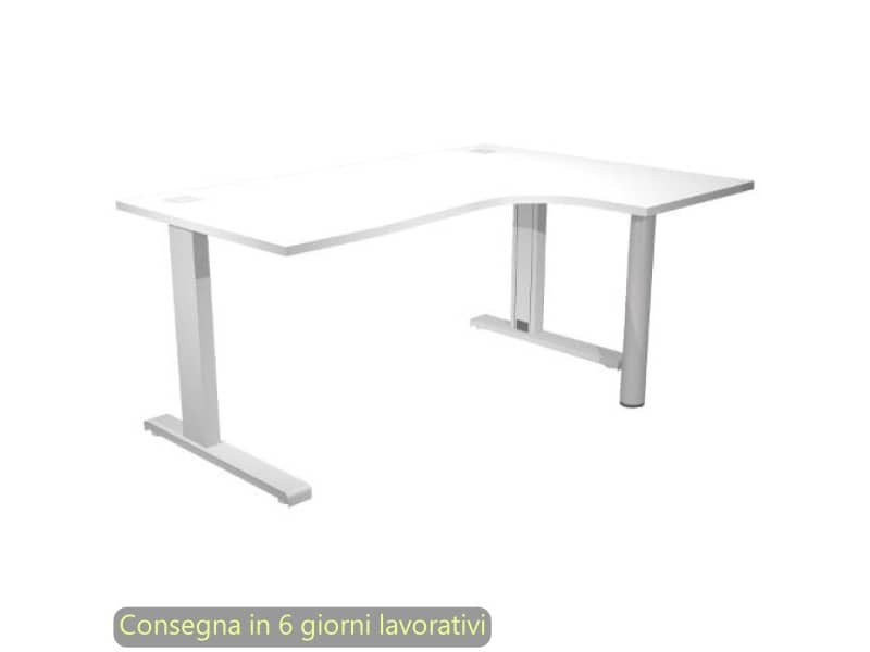 Scrivania penisola destra piano bianco 160×120/80/60xH.73 cm gamba ad L metallo grigia Flex Artexport – URB/T-CP18DX/3