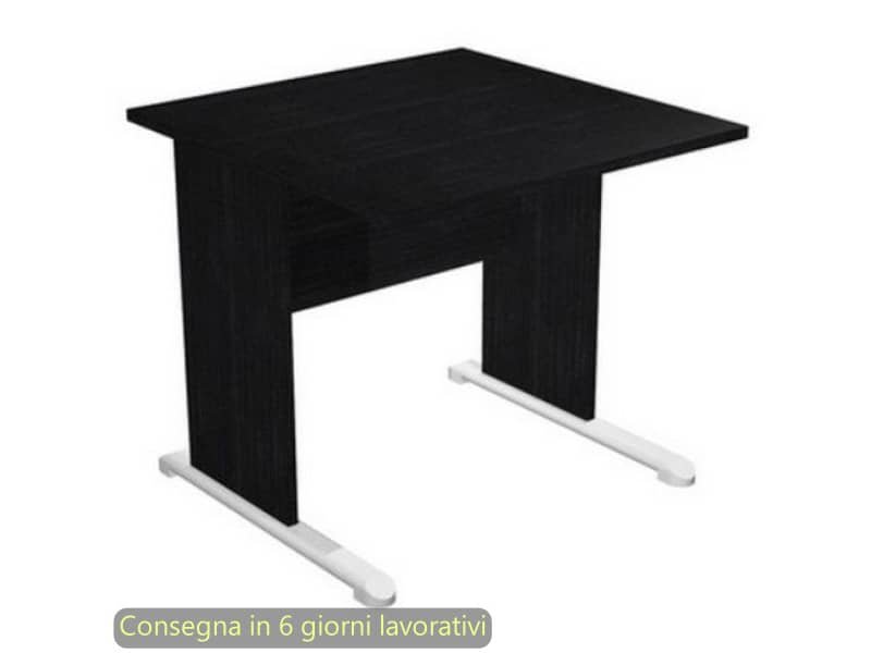 Scrivania nero venato frassino 80x80xH72 cm gamba a pannello in tinta con piede metallico linea Presto Artexport 001L/8