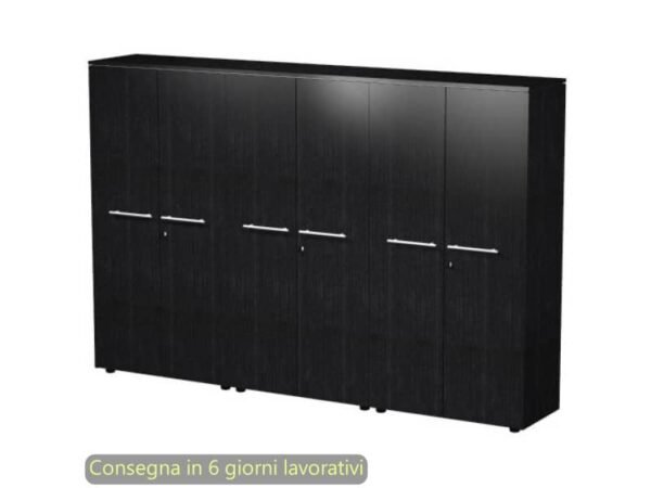 Composizione 3 mobili medi con ante melaminico 162,8x43xH.158,2 cm Flora Artexport nero venato frassino