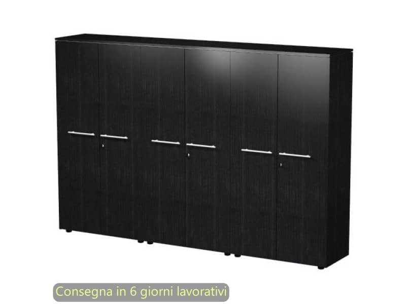Composizione 3 mobili medi con ante melaminico 162,8x43xH.158,2 cm Flora Artexport nero venato frassino