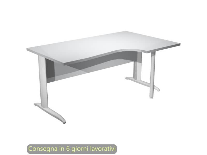 Scrivania penisola destra piano grigio 160×60/80/100xH.72 cm gamba ad L metallo bianco opaco Presto Compact 008K211/9/AN