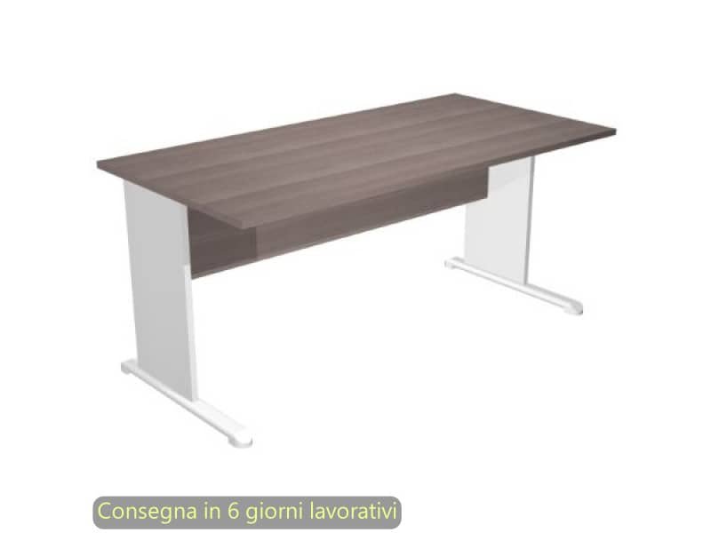 Scrivania frassino toscano 160x80xH72 cm gamba a pannello grigia con piede metallico linea Presto Artexport 003L/F5