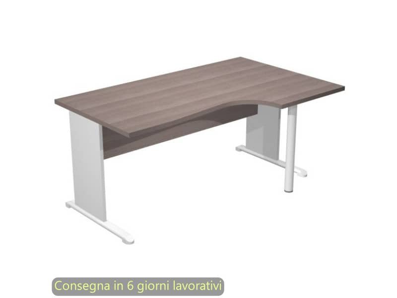 Scrivania penisola dx frassino toscano 160×60/80/100xH.72 cm gamba a pannello grigia e piede metallico Presto Compact