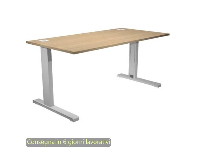 Scrivania piano rovere 160x80xH.73 cm gamba ad L in metallo grigio alluminio linea Flex Artexport – URB/T-160/C