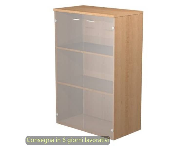 Mobile medio con ante in vetro satinato 80x35xH.120 cm 2 ripiani Presto Artexport faggio – 035-69G/6