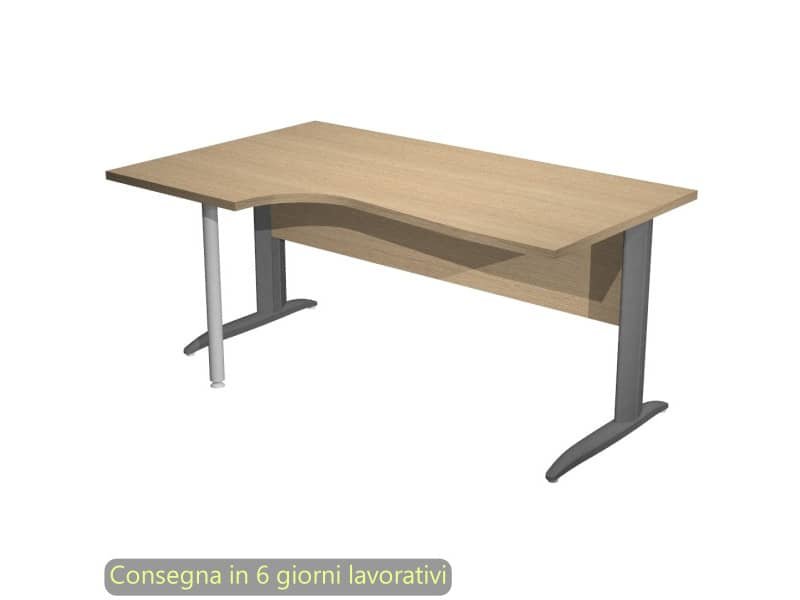 Scrivania penisola sinistra piano rovere 160×60/80/100xH.72 cm gamba a L metallo antracite – Presto Compact 009K211/C/AF