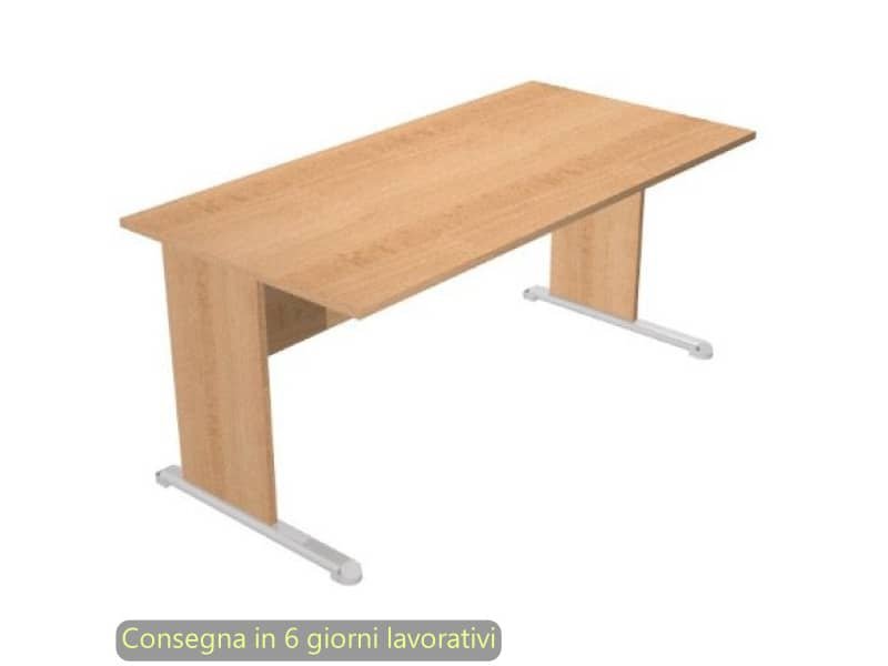 Scrivania piano faggio 160x80xH.72 cm gamba a pannello in tinta con piede metallico linea Presto Artexport 003L/6