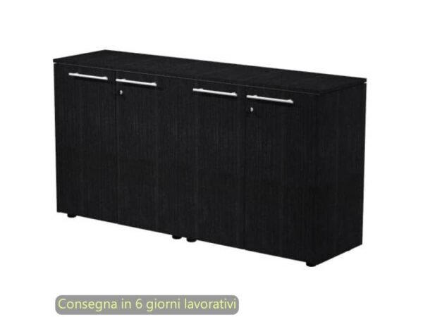Coppia armadi bassi con ante melaminico con serratura 162,8x43xH.81,4 cm Flora Artexport nero venato frassino