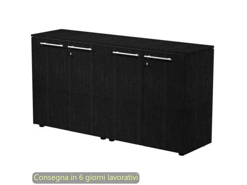Coppia armadi bassi con ante melaminico con serratura 162,8x43xH.81,4 cm Flora Artexport nero venato frassino