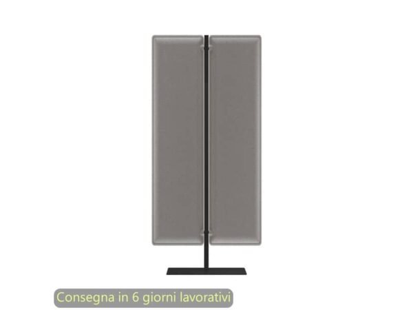 Piantana mobile in metallo nero con 2 pannelli fonoassorbenti grigi Moody Artexport 83,8xH.140 cm BSJ12-IA+BSAM-AQ