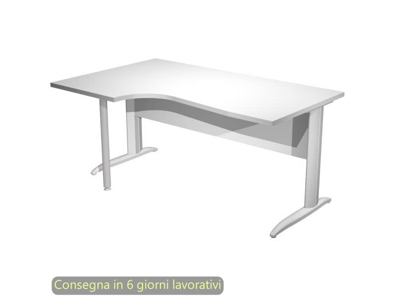 Scrivania penisola sinistra piano bianco 160×60/80/100xH.72 cm gamba a L metallo grigio Presto Compact – 009K211/3/AA
