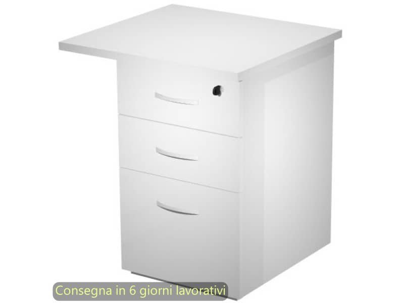 Cassettiera alta per scrivanie 2 cassetti + 1 classificatore 65x60xH.73 cm Flex Artexport bianco – CA60+TOP65/3