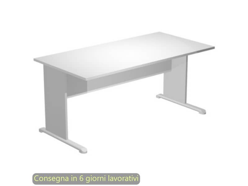 Scrivania piano grigio 160x80xH.72 cm gamba a pannello in tinta con piede metallico linea Presto Artexport 003L/9