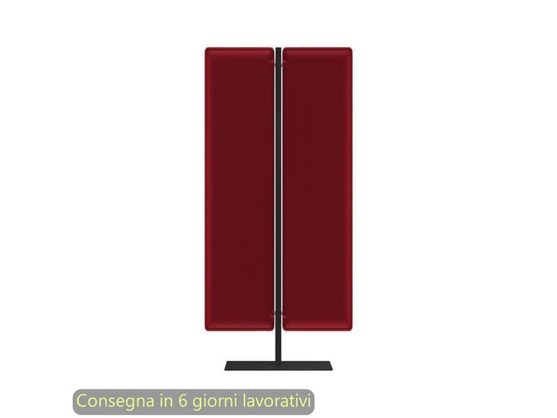 Piantana mobile in metallo nero con 2 pannelli fonoassorbenti rossi Moody Artexport 83,8xH.140 cm BSJ12-IC+BSAM-AQ