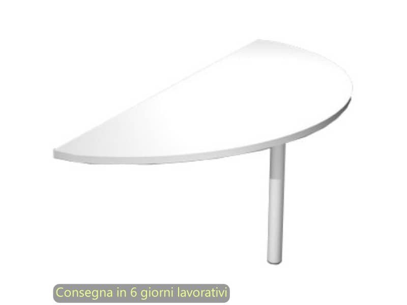 Terminale 180ø scrivanie accoppiate + supp. metal. grigio  160x70xH.73 cm Flex Artexport piano bianco – EXTR + 60011/3