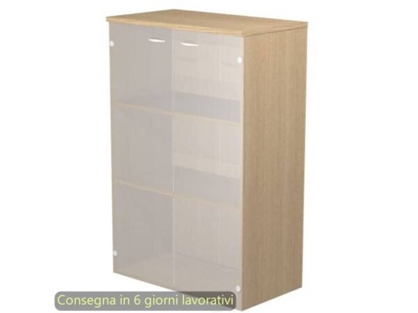 Mobile medio con ante in vetro satinato 80x35xH.120 cm 2 ripiani Presto Artexport rovere - 035-69G/C