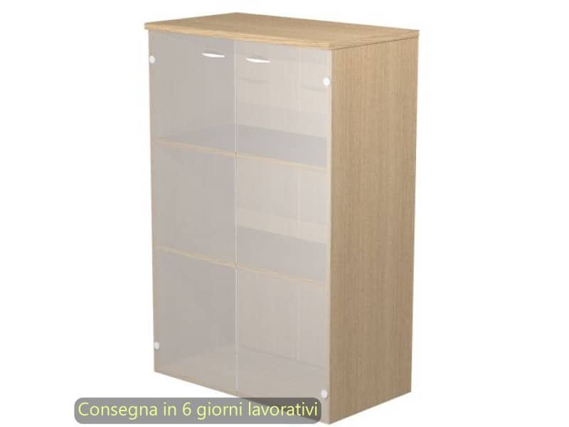 Mobile medio con ante in vetro satinato 80x35xH.120 cm 2 ripiani Presto Artexport rovere – 035-69G/C