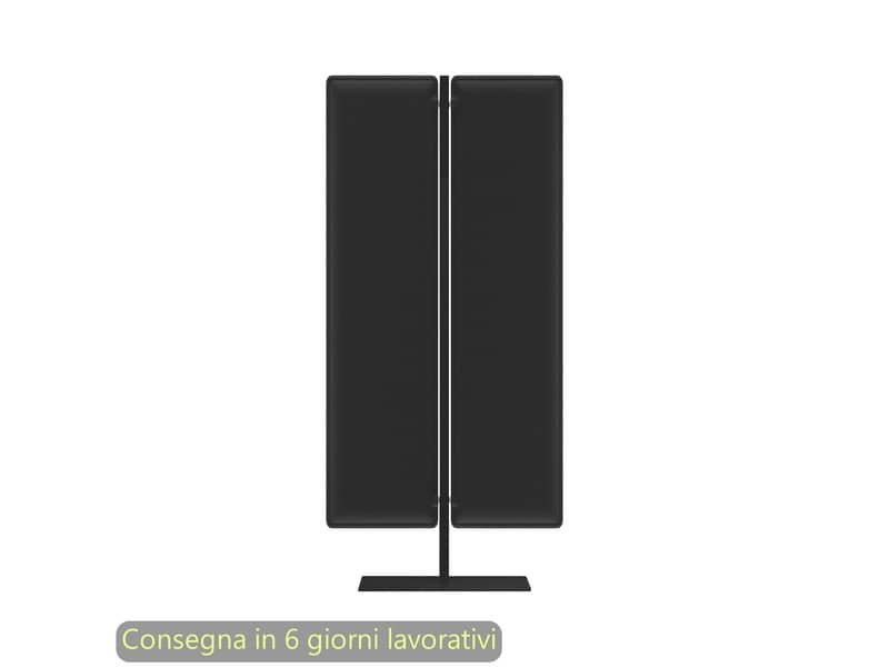 Piantana mobile in metallo nero con 2 pannelli fonoassorbenti neri Moody Artexport 83,8xH.140 cm BSJ12-IQ+BSAM-AQ