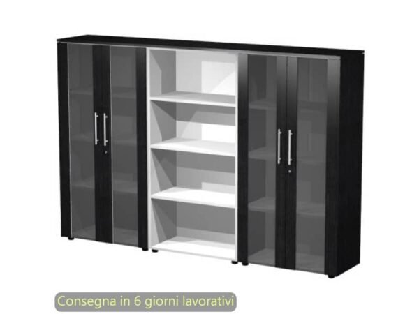 Composizione tre mobili medi con 4 ante 162,8x43xH.158,2 cm Flora Artexport nero venato frassino - 937T-74x2/8