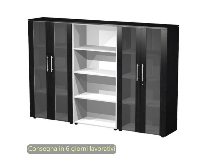 Composizione tre mobili medi con 4 ante 162,8x43xH.158,2 cm Flora Artexport nero venato frassino – 937T-74×2/8