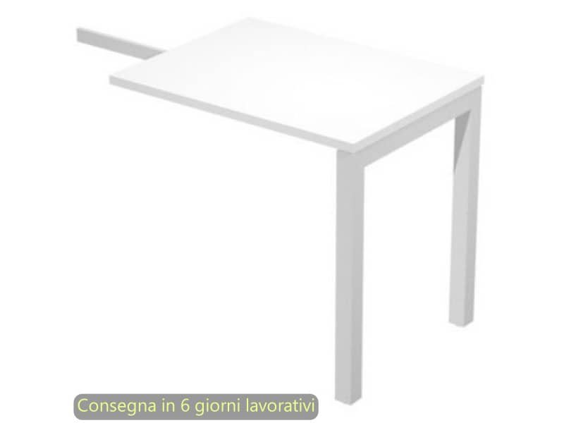 Allungo reversibile dx/sx per scrivanie 80x60xH.72,5 cm gambe met. bianche Bridge Artexport piano bianco
