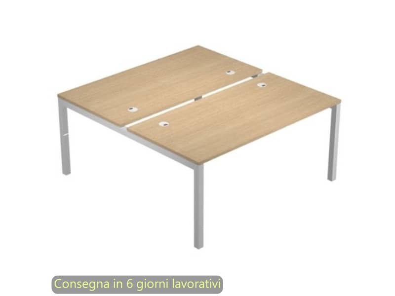 Scrivania Bench doppia piano rovere 140x168xH.72,5 cm gamba a ponte metallo grigio Bridge Artexport – BENCH14/C-AA