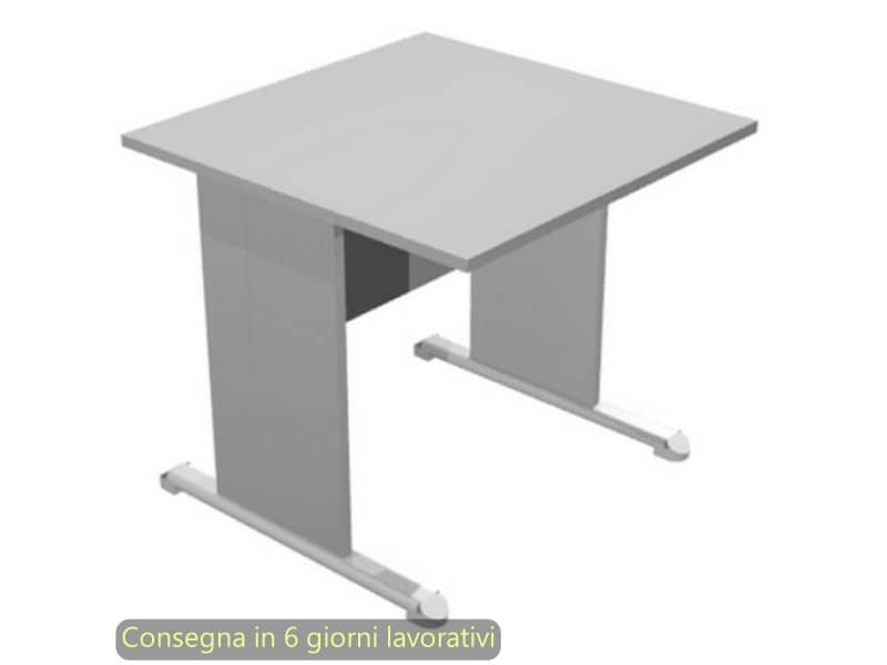Scrivania piano grigio 80x80xH.72 cm gamba a pannello in tinta con piede metallico linea Presto Artexport 001L/9