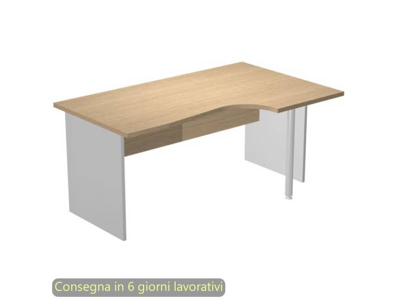 Scrivania penisola destra piano rovere 160×60/80/100xH72 cm gamba a pannello in melaminico grigio Presto Compact