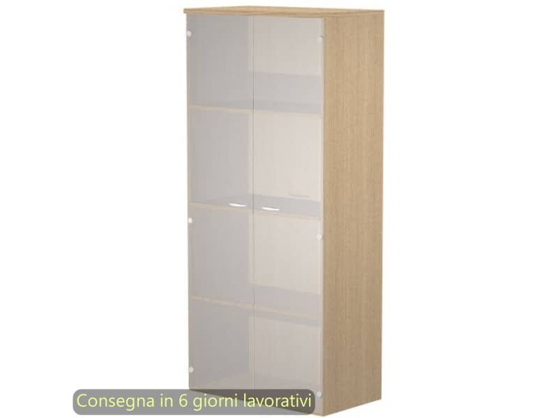 Mobile alto con ante in vetro satinato 80x35xH.180 cm 3 ripiani Presto Artexport rovere – 038-39-75G/C