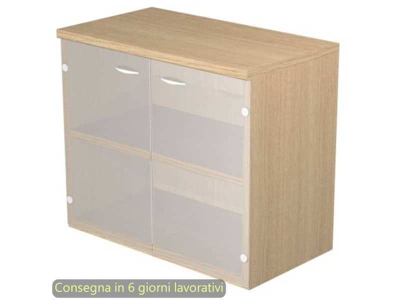 Mobile basso con ante in vetro satinato 80x35xH.72 cm Presto Artexport rovere 030-67G/C