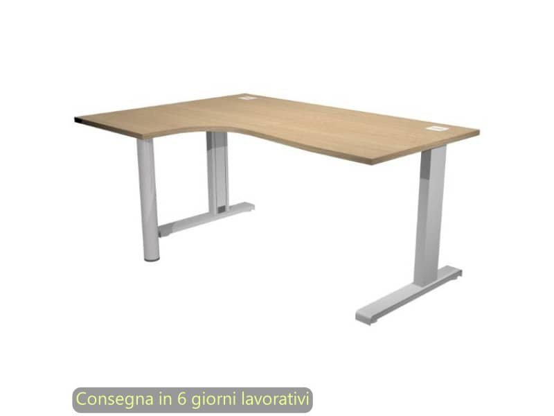 Scrivania penisola sinistra piano rovere 160×120/80/60xH.73 cm gamba ad L metallo grigia Flex Artexport – URB/T-CP18SX/C