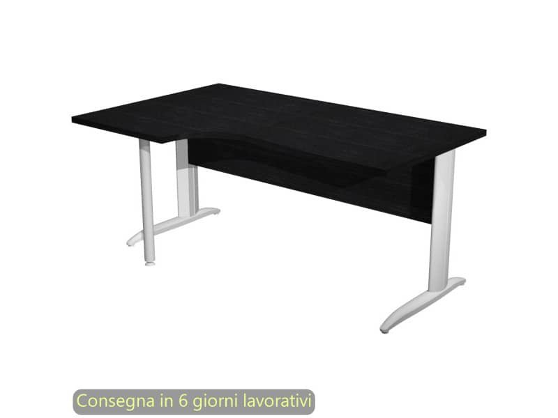 Scrivania penisola sx nero ven. frassino 160×60/80/100xH.72 cm gamba a L metallo bianco – Presto Compact – 009K211/8/AN