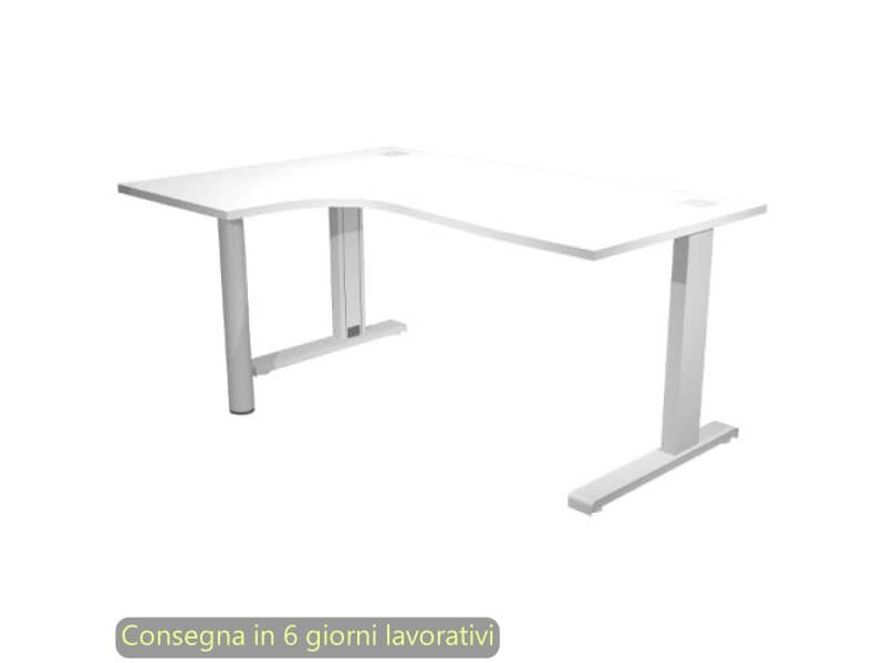Scrivania penisola sinistra piano bianco 160×120/80/60xH.73 cm gamba ad L metallo grigia Flex Artexport – URB/T-CP16SX/3
