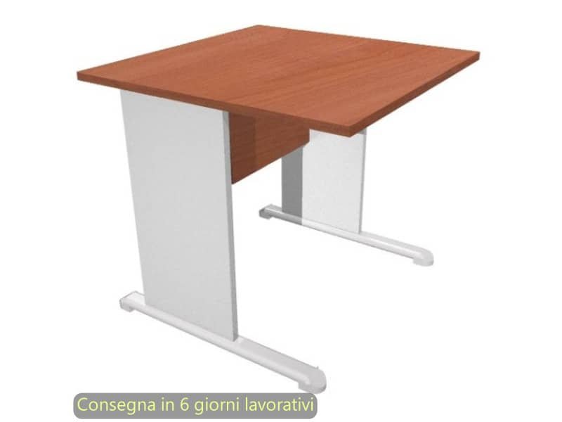 Scrivania ciliegio arabis 80x80xH.72 cm gamba a pannello grigia con piede metallico linea Presto Artexport 001L/H5