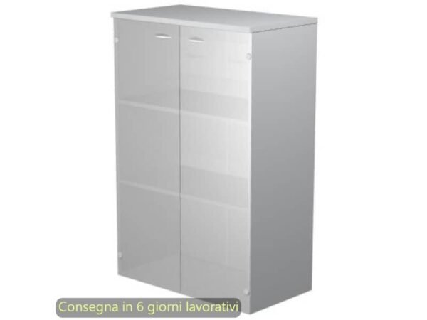 Mobile medio con ante in vetro satinato 80x35xH.120 cm 2 ripiani Presto Artexport grigia - 035-69G/9
