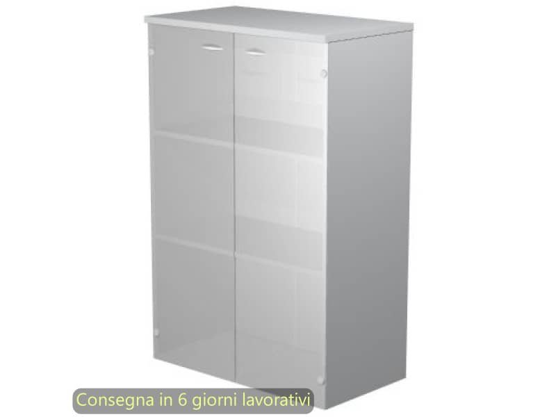 Mobile medio con ante in vetro satinato 80x35xH.120 cm 2 ripiani Presto Artexport grigia – 035-69G/9