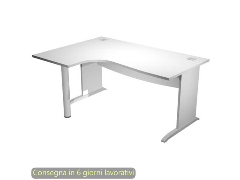 Scrivania penisola sinistra piano bianco 160×120/80/60xH.73 cm gamba ad L in melaminico Compact Flex – JPL/CP16SX/3