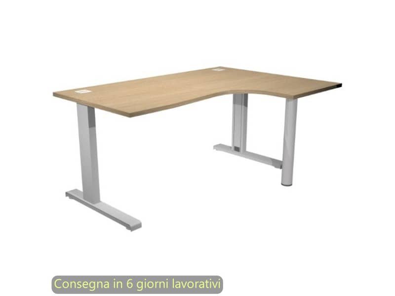 Scrivania penisola destra piano rovere 160×120/80/60xH.73 cm gamba ad L metallo grigia Flex Artexport – URB/T-CP16DX/C