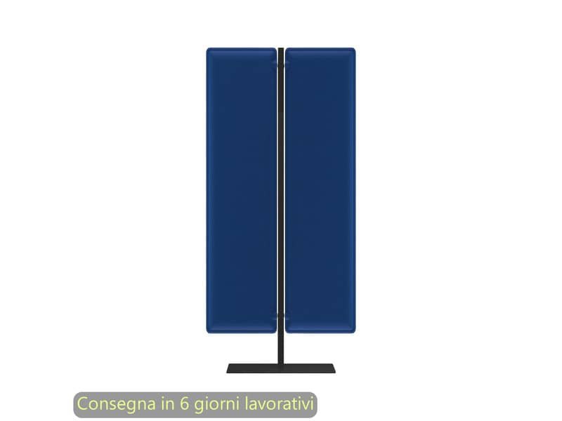Piantana mobile in metallo nero con 2 pannelli fonoassorbenti blu Moody Artexport 83,8xH.140 cm BSJ12-IT+BSAM-AQ
