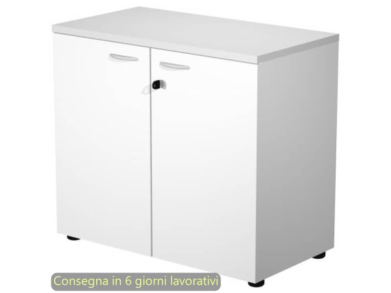 Mobile basso con serratura Presto 80x44xH.72 cm – struttura grigia Artexport ante bianche – 530-67M/3