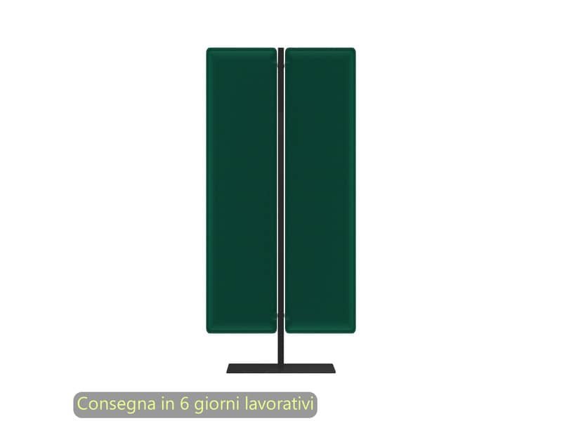 Piantana mobile in metallo nero con 2 pannelli fonoassorbenti verde bosco Moody Artexport  83,8xH.140 cm