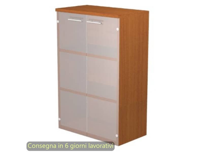 Mobile medio con ante in vetro satinato 80x35xH.120 cm 2 ripiani Presto Artexport ciliegio arabis – 035-69G/H
