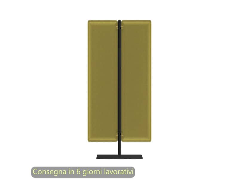 Piantana mobile in metallo nero con 2 pannelli fonoassorbenti verde acido Moody Artexport  83,8xH.140 cm