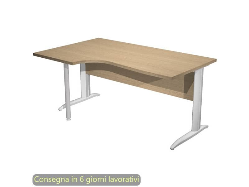 Scrivania penisola sinistra piano rovere 160×60/80/100xH.72 cm gamba a L metallo grigio – Presto Compact – 009K211/C/AA