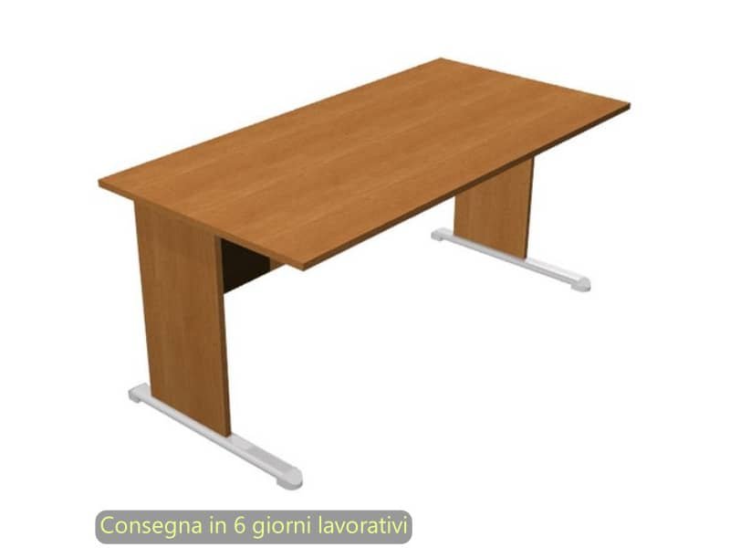Scrivania piano noce chiaro 160x80x72 cm gamba a pannello in tinta con piede metallico linea Presto Artexport 003L/4