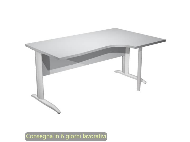 Scrivania penisola destra piano grigio 160×60/80/100xH.72 cm gamba ad L metallo grigio Presto Compact – 008K211/9/AA