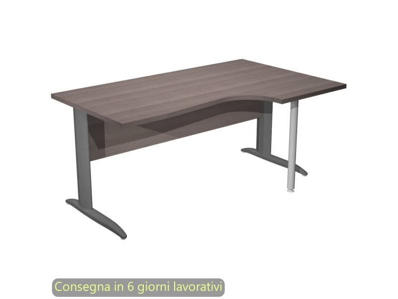 Scrivania penisola dx frassino toscano 160×60/80/100xH.72 cm gamba ad L metallo antracite Presto Compact – 008K211/F/AF